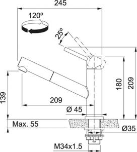 Bateria kuchenna Franke Orbit stojąca chrom (115.0569.461) 2