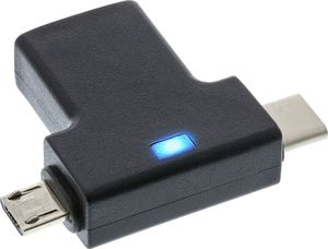 Adapter USB InLine microUSB - USB + USB-C Czarny  (35804) 1