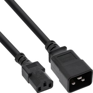 Kabel zasilający InLine InLine Kabel zasilacza, IEC-60320 C20 do C13, 3x1,5mm2, max. 10A, czarny, 0,5 m 1