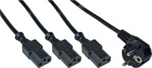 Kabel zasilający InLine InLine Kabel zasilający koniczynka do laptopa Y-Power 1x typu F wtyk do wtyczki IEC 3x czarny 5m 1