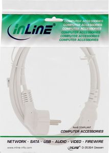 Kabel zasilający InLine Kabel zasilający, Schutz kontakt do 3pin IEC żeński, biały, H05VV-F, 3x0,75mm2, 0,3m 2