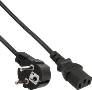 Kabel zasilający InLine InLine Kabel zasilający, Schutz kontakt kątowy do 3pin IEC C13, czarny, H05VV-F, 3x0,75mm2, 0,3m 1