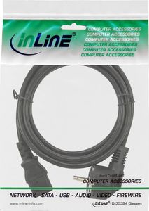 Kabel zasilający InLine InLine Kabel zasilający, Schutz kontakt kątowy do 3pin IEC C13, czarny, H05VV-F, 3x0,75mm2, 0,3m 2
