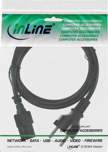 Kabel zasilający InLine InLine Kabel zasilający, Schutz kontakt prosty do 3pin IEC C13, czarny, H05VV-F, 3x0,75 mm2, 0,3 m 2