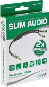 Kabel InLine Jack 3.5mm - Jack 3.5mm x2 0.15m srebrny (S-99250) 2