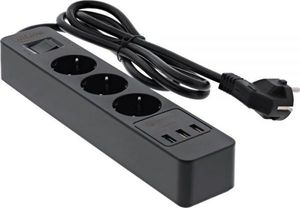 Listwa zasilająca InLine przeciwprzepięciowa 3 gniazda 1.5 m czarna (16491S) 2