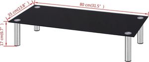 vidaXL Podstawka pod monitor/TV, 80 x 35 x 17 cm, szkło, czarny 4