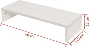 vidaXL Podstawka pod monitor z płyty wiórowej  60x23.5x12 cm biała (243661) 5
