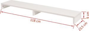 vidaXL Podstawka pod monitor z płyty wiórowej biały 118x23.5x9 cm (243663) 5
