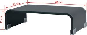 vidaXL Podstawka pod monitor / telewizor szklana czarna (244134) 6