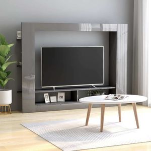 vidaXL Szafka TV, wysoki połysk, szara, 152x22x113 cm, płyta wiórowa 1