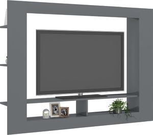 vidaXL Szafka TV, wysoki połysk, szara, 152x22x113 cm, płyta wiórowa 3