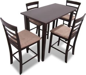 vidaXL Drewniane, brązowe meble barowe: stół i 4 krzesła 1
