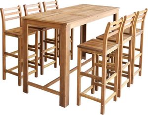 vidaXL Stolik i krzesła barowe, 7 elementów, lite drewno akacjowe 1