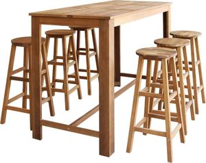 vidaXL Stolik i stołki barowe,7 elementów, lite drewno akacjowe 1