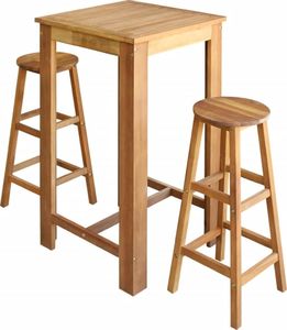 vidaXL Stolik i stołki barowe, 3 elementy, lite drewno akacjowe 1