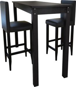 vidaXL Stolik barowy z 2 krzesłami w kolorze czarnym 1