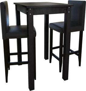 vidaXL Stolik barowy z 2 krzesłami w kolorze czarnym 1