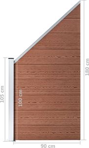 vidaXL Panel ogrodzeniowy WPC 90 x (100-180) cm, brązowy 8