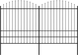 vidaXL Panele ogrodzeniowe z grotami, stal, (1,75-2) x 3,4 m, czarne 1