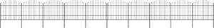 vidaXL Panele ogrodzeniowe z grotami, stal, (1,5-1,75) x 17 m, czarne 1