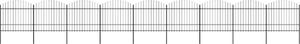 vidaXL Panele ogrodzeniowe z grotami, stal, (1,5-1,75) x 15,3 m, czarne 1