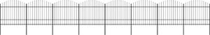 vidaXL Panele ogrodzeniowe z grotami, stal, (1,5-1,75)x13,6 m, czarne 1