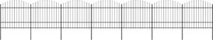 vidaXL Panele ogrodzeniowe z grotami, stal, (1,5-1,75)x11,9 m, czarne 1