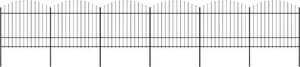 vidaXL Panele ogrodzeniowe z grotami, stal, (1,5-1,75)x10,2 m, czarne 1