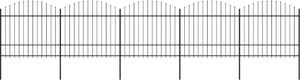 vidaXL Panele ogrodzeniowe z grotami, stal, (1,5-1,75) x 8,5 m, czarne 1