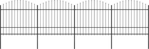 vidaXL Panele ogrodzeniowe z grotami, stal, (1,5-1,75) x 6,8 m, czarne 1