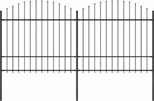 vidaXL Panele ogrodzeniowe z grotami, stal, (1,5-1,75) x 3,4 m, czarne 1