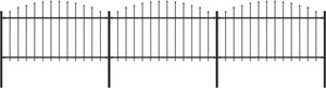 vidaXL Panele ogrodzeniowe z grotami, stal, (1,25-1,5) x 5,1 m, czarne 1