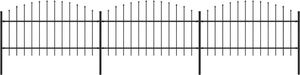 vidaXL Panele ogrodzeniowe z grotami, stal, (1-1,25) x 5,1 m, czarne 1