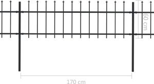 vidaXL Ogrodzenie z prętów z grotami, stalowe, 3,4 x 0,6 m, czarne 5