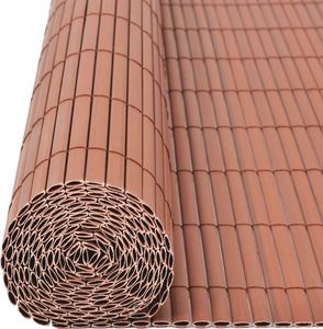 vidaXL Dwustronne ogrodzenie ogrodowe, PVC, 90x500 cm, brązowe 5