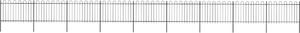 vidaXL Ogrodzenie z zaokrąglonymi końcami, stalowe, 15,3x1,2 m, czarne 1