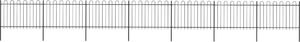 vidaXL Ogrodzenie z zaokrąglonymi końcami, stalowe, 11,9x1,2 m, czarne 1