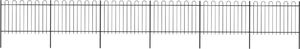 vidaXL Ogrodzenie z zaokrąglonymi końcami, stalowe, 10,2x1,2 m, czarne 1