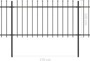 vidaXL Ogrodzenie z prętów z grotami, 3,4 x 1 m, stalowe, czarne 5
