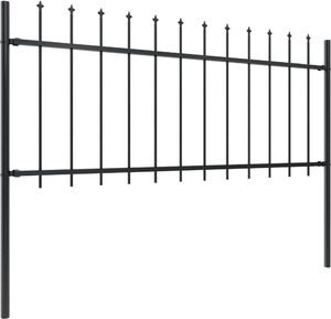 vidaXL Ogrodzenie z prętów z grotami, 3,4 x 0,8 m, stalowe, czarne 2
