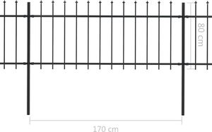 vidaXL Ogrodzenie z prętów z grotami, 3,4 x 0,8 m, stalowe, czarne 5