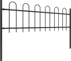 vidaXL Ogrodzenie z zaokrąglonymi końcami, stalowe, 3,4x0,6 m, czarne 2