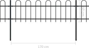 vidaXL Ogrodzenie z zaokrąglonymi końcami, stalowe, 3,4x0,6 m, czarne 5