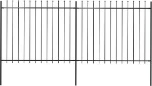 vidaXL Ogrodzenie z prętów z grotami, stalowe, 3,4 x 1,5 m, czarne 1