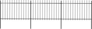 vidaXL Ogrodzenie z prętów z grotami, stalowe, 5,1 x 1,2 m, czarne 1