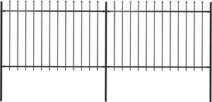 vidaXL Ogrodzenie z prętów z grotami, stalowe, 3,4 x 1,2 m, czarne 1
