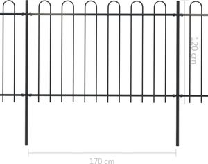 vidaXL Ogrodzenie z zaokrąglonymi końcami, stalowe, 3,4x1,2 m, czarne 5
