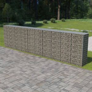 vidaXL Ściana gabionowa z pokrywami, galwanizowana stal, 600x50x150 cm 1