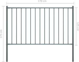 vidaXL Panel ogrodzeniowy ze słupkami, kryta proszkowo stal, 1,7x1,25m 4
